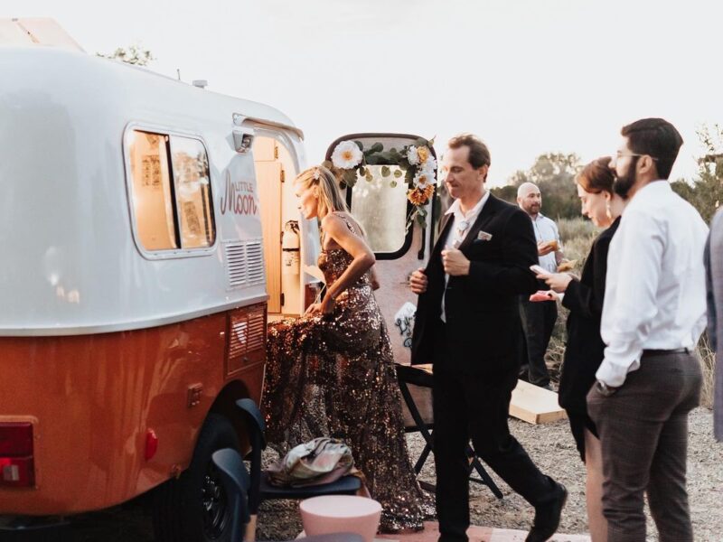 Vintage camper revived as a full-service photo booth for weddings & parties in New Mexico 🌝